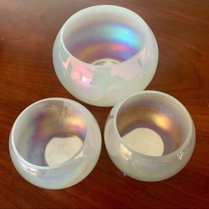 💥2/$10 White Rainbow Glass Tea Light Set